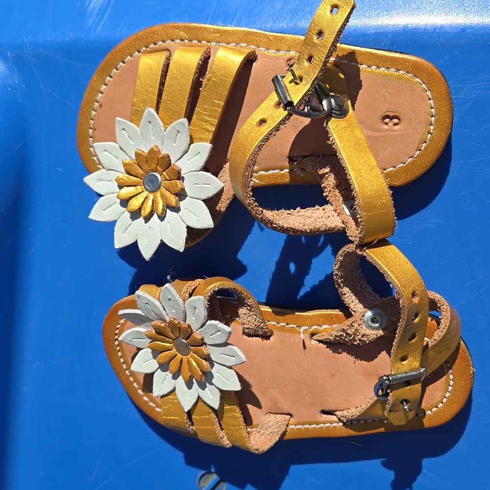 Infant toddler girls leather sandals MX sunflower 🌻 3c